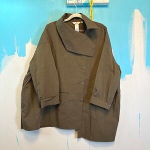 Cheyenne Khaki Lightweight‎ Crinkled Cotton Duster Coat Cape L XL Womens Desert